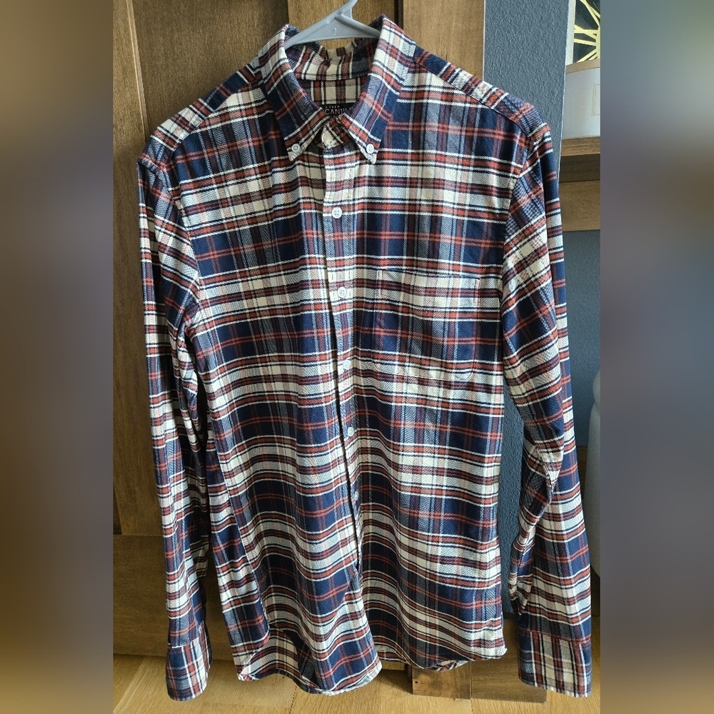 J Crew Mercantile Flex button up Plaid shirt Casual Business Layers Cotton Euc
